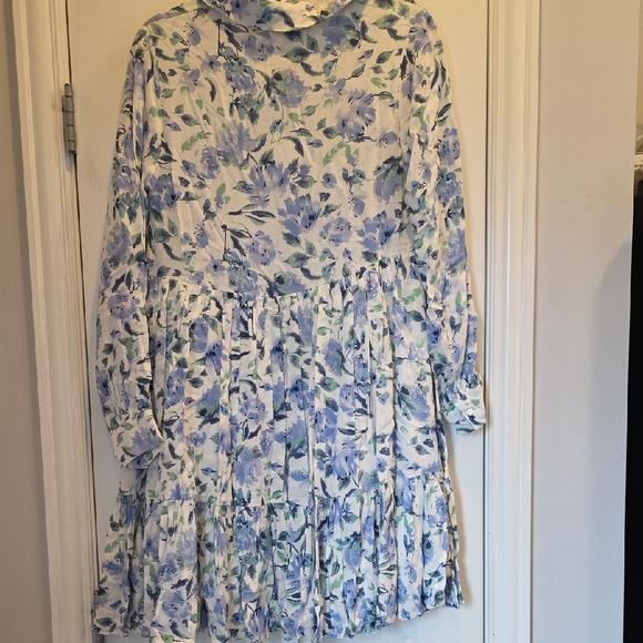 NWT Million Colors Size Small Floral Blue and White Mini Dress - Picture 4 of 7